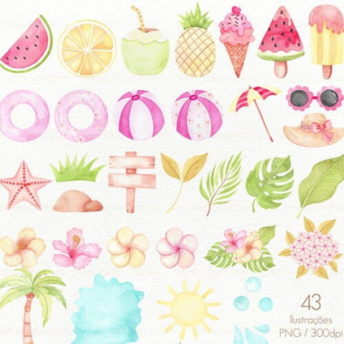 Kit Digital Verão Aquarela