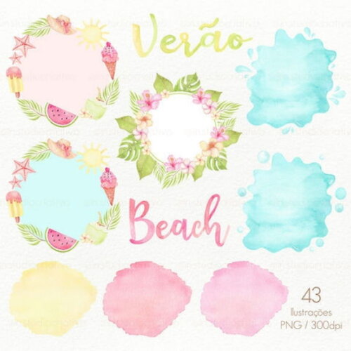 Kit Digital Verão Aquarela