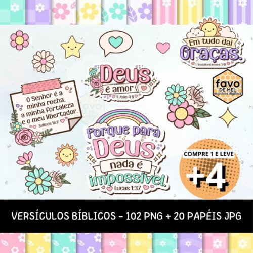 Kit Digital Versículos Bíblicos - Elementos e Papéis