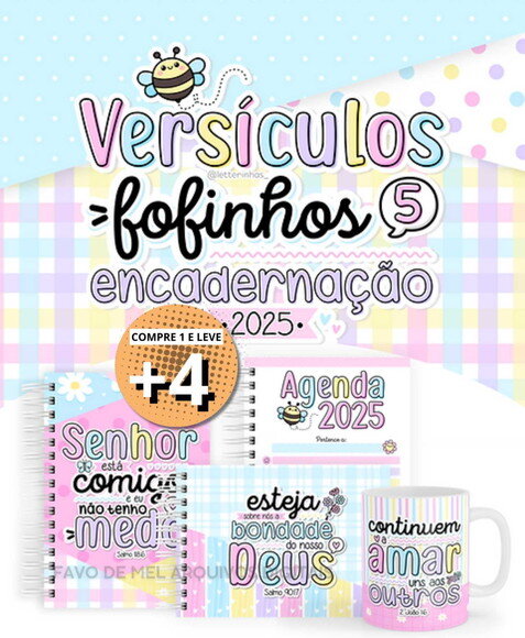Kit Digital Versículos Fofinhos 5 Encadernação 2025 Png pdf