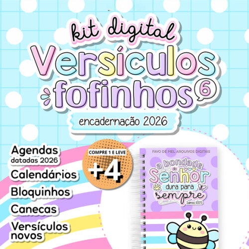 Kit Digital Versículos Fofinhos 6 Encadernação 2026 Png pdf