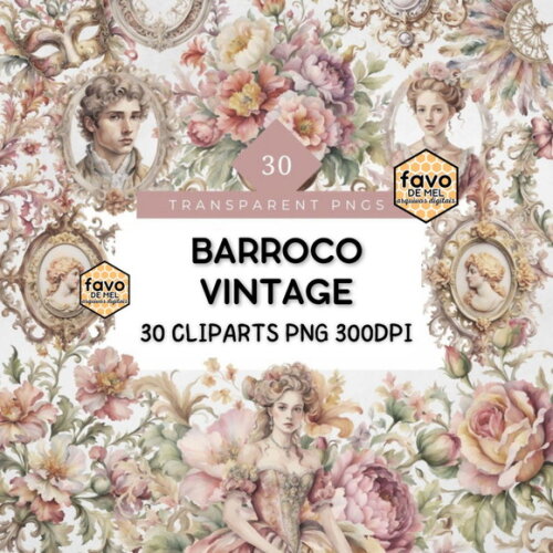 Kit Digital Vintage Barroco Aquarela (msp)