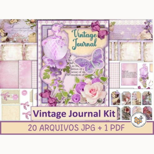 Kit Digital Vintage Journal Violeta - Kit Digital Premium