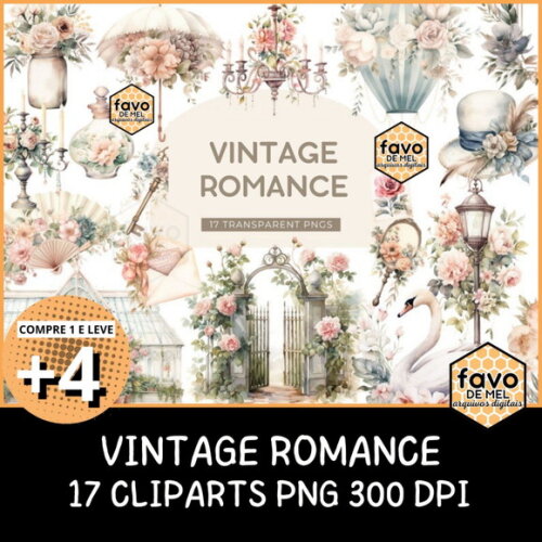 Kit Digital Vintage Romance Aquarela Cottagecore