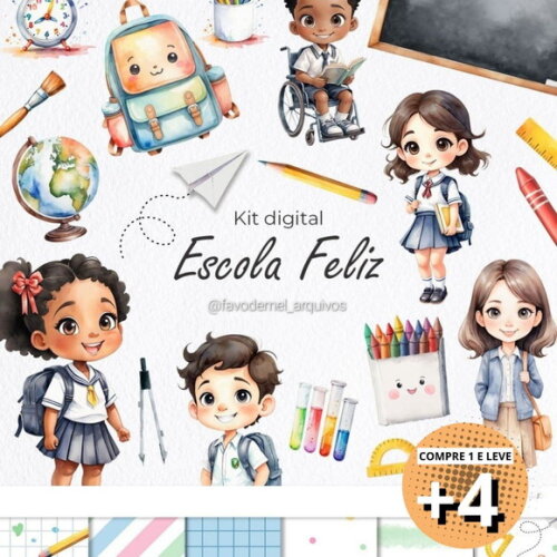 Kit Digital Volta às Aulas Aquarela - Escola Feliz