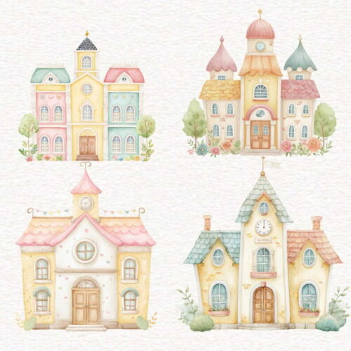Kit Digital Volta às Aulas Aquarela #17 Png Premium
