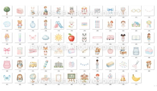Kit Digital Volta às Aulas Aquarela #22 (pague 1 Leve 5) Png