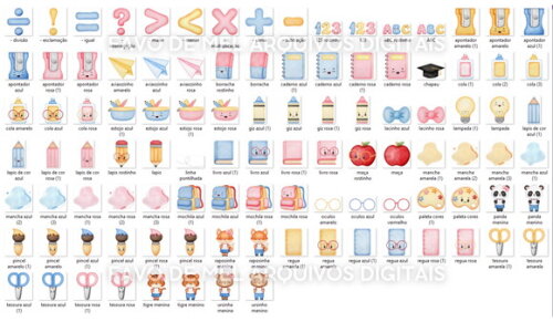 Kit Digital Volta às Aulas Aquarela #6 (pague 1 Leve +4) Png