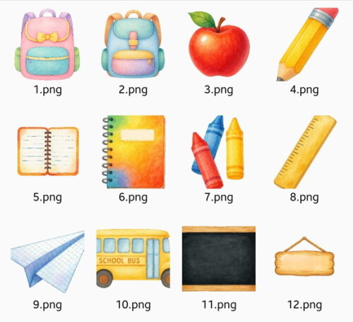 Kit Digital Volta às Aulas Aquarela Png Premium