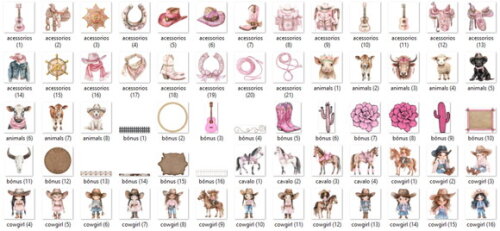 Mega Pack Digital Cowgirl Boiadeira Menina Aquarela