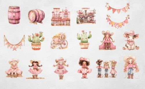Mega Pack Digital Cowgirl Boiadeira Rosa (tpa)