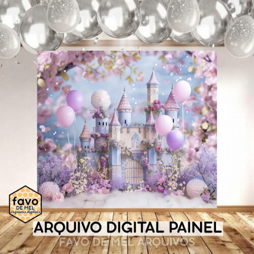 Painel Quadrado Festa Princesa Castelo - Arquivo Digital #35