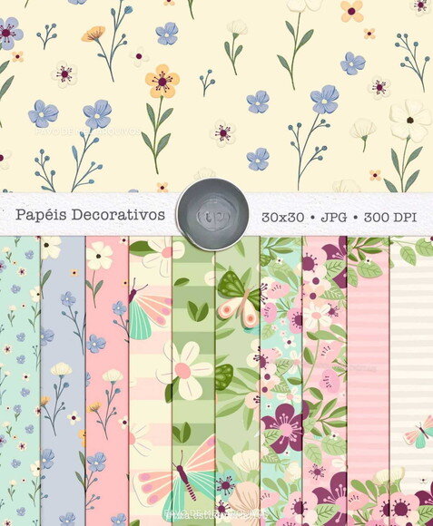 Papéis Digitais Tempo de Fé - Papéis Floral Feminino Jpg