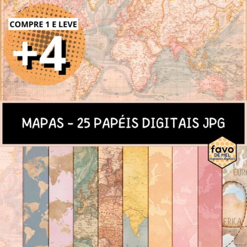 Papéis Digitais Viagem Volta ao Mundo Garotas - Mapas