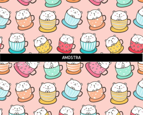 Papel Digital Animais Cute Kawaii Fundo Estampa Fofa