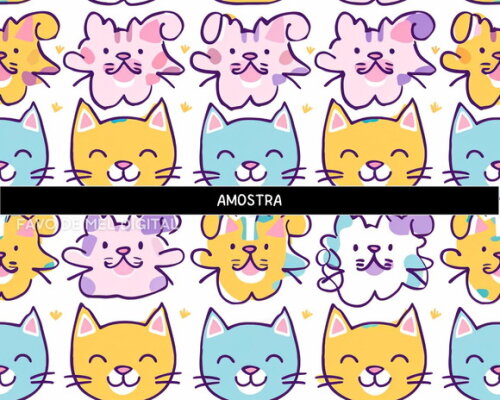 Papel Digital Animais Cute Kawaii Fundo Estampa Fofa
