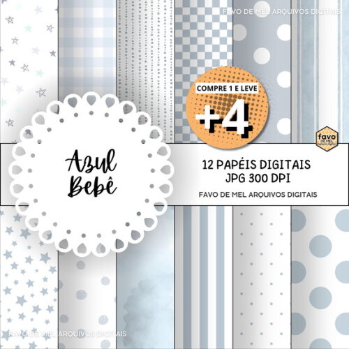 Papel Digital Azul Bebê Jpg (pague 1 Leve 5)
