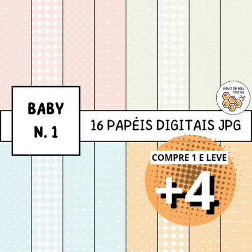 Papel Digital Baby N. 1 - Cores Pastel - Candy Color Bebê