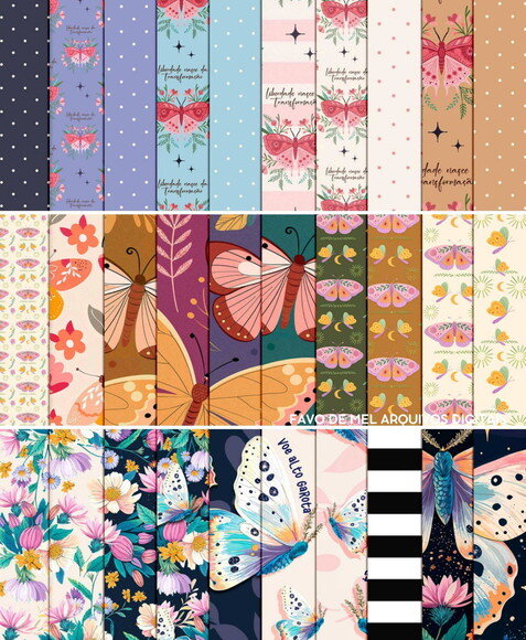 Papel Digital Borboletas - Combo de Papéis Butterfly