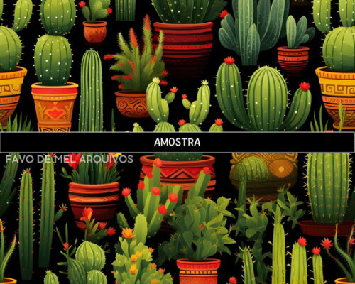 Papel Digital Cactos Retrô Jpg (pague 1 Leve +4)