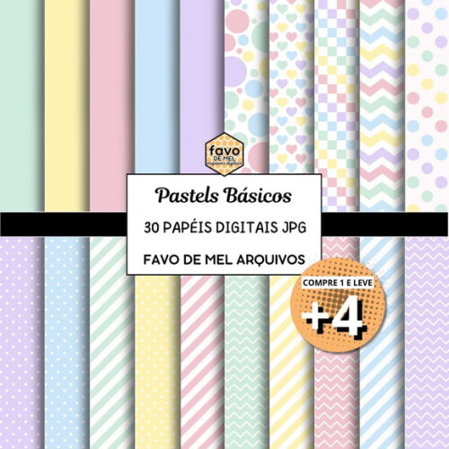 Papel Digital Candy Color Básicos Cores Pastel Jpg