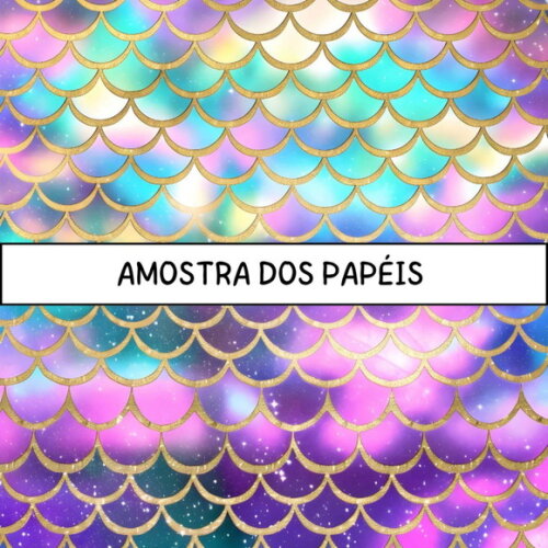Papel Digital Cauda de Sereia - Holographic Mermaid