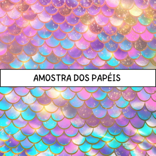 Papel Digital Cauda de Sereia - Holographic Mermaid