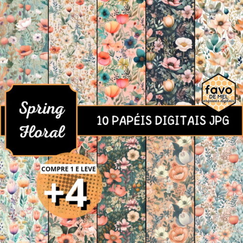 Papel Digital Estampa Floral Jardim - Spring Floral