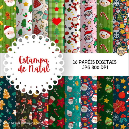 Papel Digital Estampas de Natal Fofinho Jpg