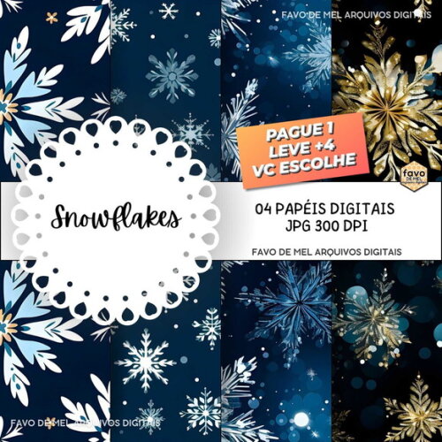 Papel Digital Flocos de Neve #2 Jpg Frozen