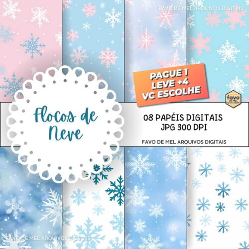 Papel Digital Flocos de Neve Jpg Frozen