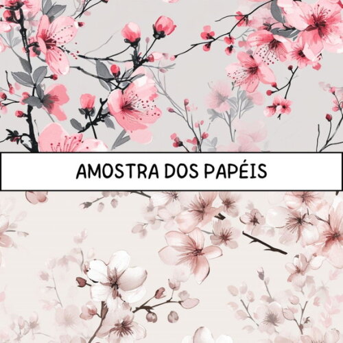 Papel Digital Flor de Cerejeira Aquarela - Cherry Blossom