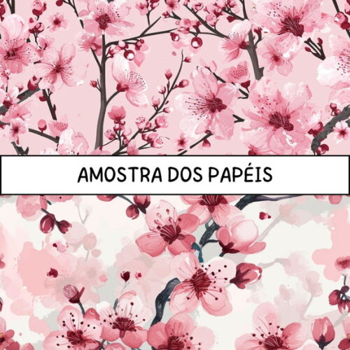 Papel Digital Flor de Cerejeira Aquarela - Cherry Blossom