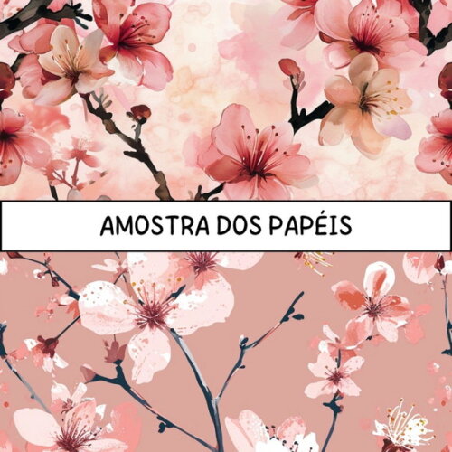 Papel Digital Flor de Cerejeira Aquarela - Cherry Blossom