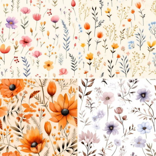 Papel Digital Floral Aquarela Suave - Wild Blooms