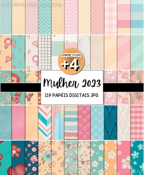 Papel Digital Floral Feminino Jpg - Dia da Mulher 2023