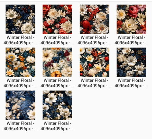 Papel Digital Floral Jpg (pague 1 Leve 5) Winter Floral