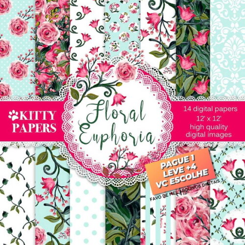 Papel Digital Floral Rosas #3 Jpg (pague 1 Leve 5)