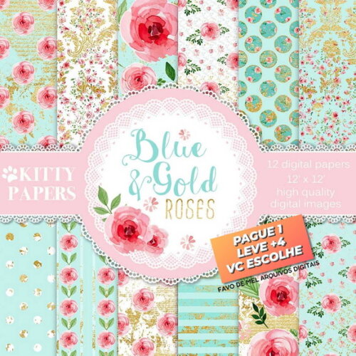 Papel Digital Floral Rosas Jpg (pague 1 Leve 5)