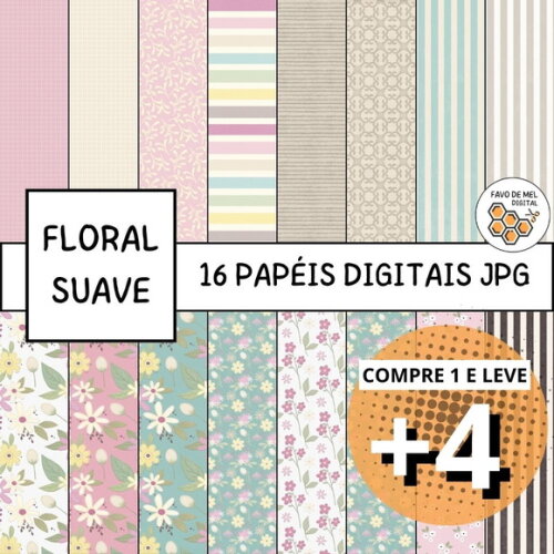 Papel Digital Floral Suave - Flowers
