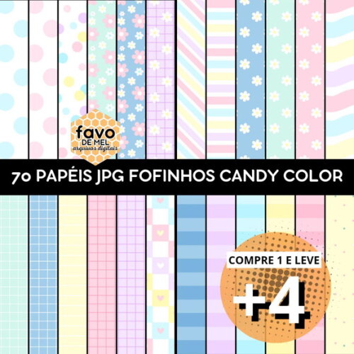 Papel Digital Fofinhos Candy Color - Cores Pastel