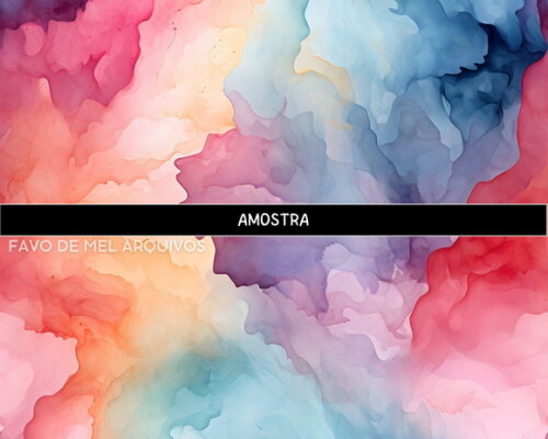 Papel Digital Fundo Aquarela Rainbow (pague 1 Leve +4)