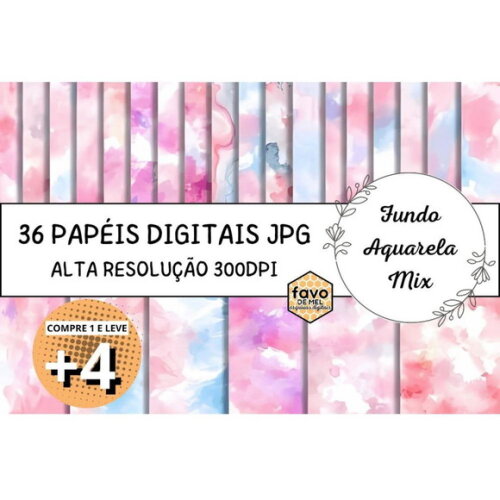 Papel Digital Fundo Aquarela Mix