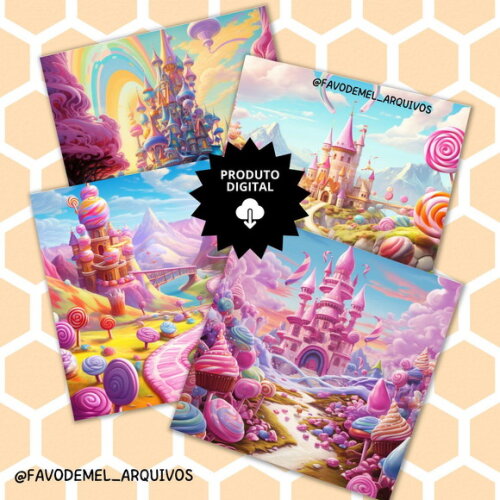 Papel Digital Fundo Jpg Candyland Mundo Doce (pague 1 Leve 5