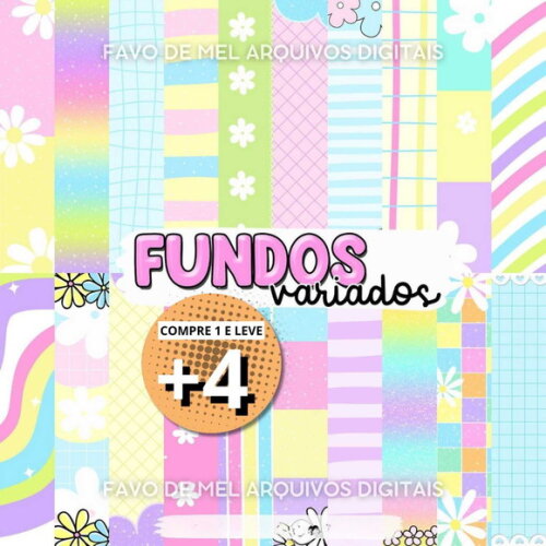 Papel Digital Fundos Variados Candy Color - Cores Pastel