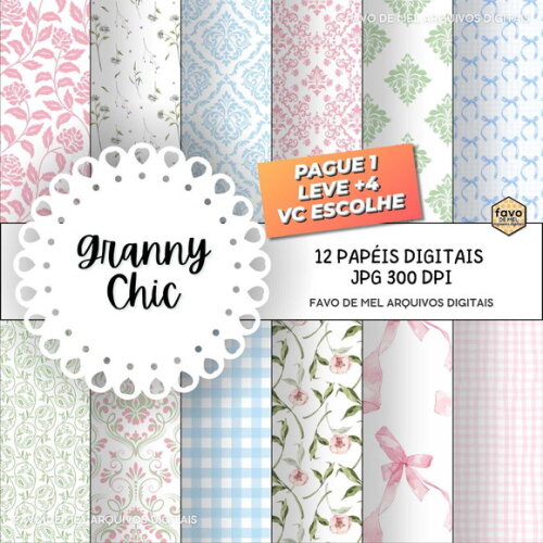 Papel Digital Grandmillenial Aquarela Jpg Estilo Granny Chic