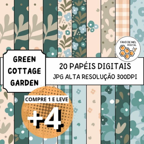Papel Digital Green Cottage Garden