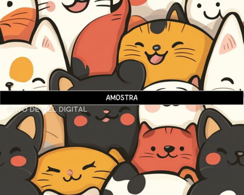 Papel Digital Jpg Gatinhos Kawaii 2 Fundo Estampa