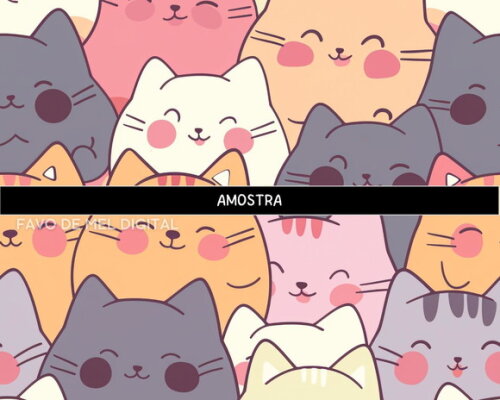 Papel Digital Jpg Gatinhos Kawaii 4 Fundo Estampa