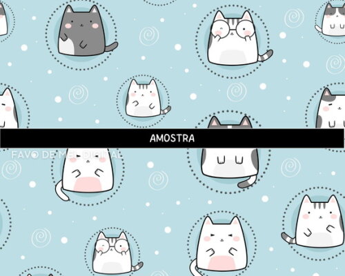 Papel Digital Jpg Gatinhos Kawaii Azul (pague 1 Leve 5)